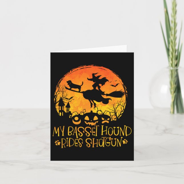 Carte Mon Bet Hound Rides Shotgun Chien Halloween Costum (Devant)