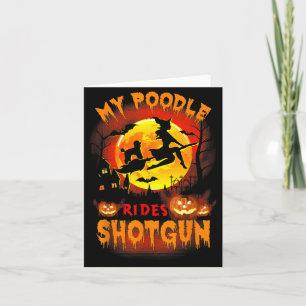 Carte Mon caniche fait du cheval drôle Halloween amateur