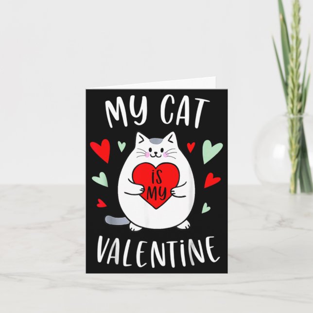 Carte Mon Chat Est Mon Valentin Amoureux De Chatons Coeu (Devant)