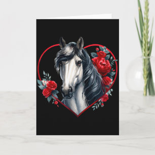 Carte Mon cheval est ma Saint-Valentin _ Roses et  Gray 