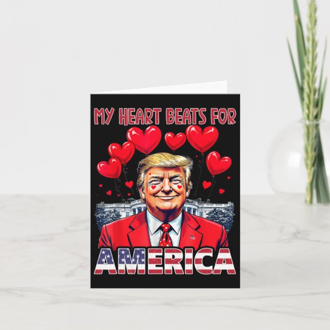 Carte Mon coeur bat pour l'Amérique Trump Saint-Valentin (Devant)
