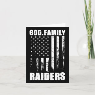 Carte Mon Dieu. Famille. Raiders. Indicateur vintage Usa