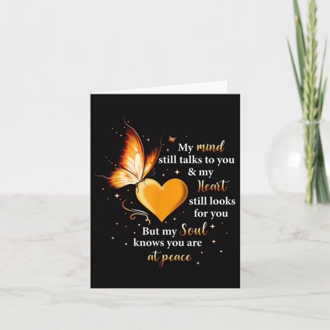 Carte Mon esprit parle encore à toi cœur, âme papillon (Devant)