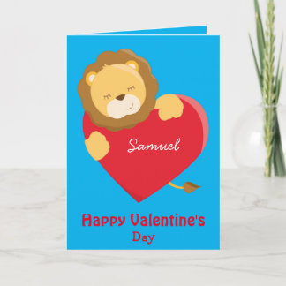 Carte Mon fils à la Saint-Valentin lion adorable
