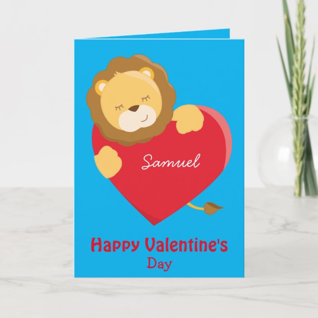 Carte Mon Fils, le joli lion de la Saint Valentin (Devant)