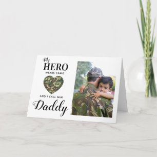 Carte Mon héros porte Camo Militaire Papa Fête des pères