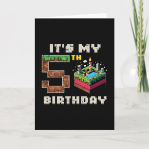 Carte Mon jeu pixel de 5 ans d'anniversaire 5 gâteau vid