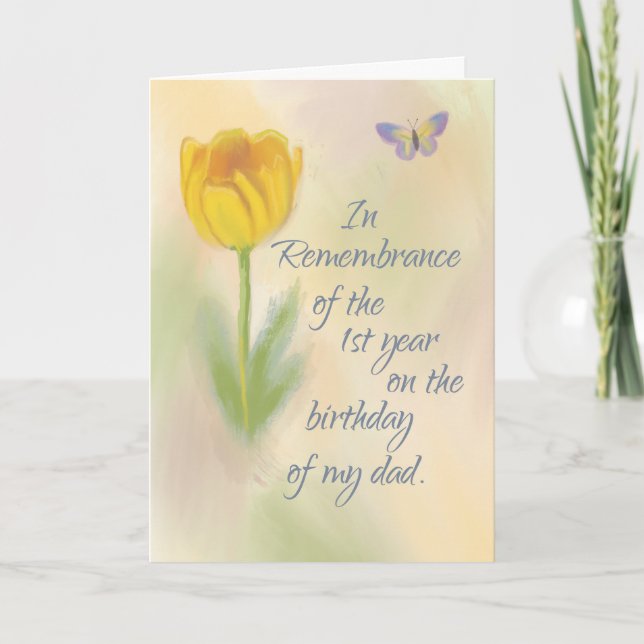 Carte Mon papa 1er an Anniversaire Souvenir Aquarelle (Devant)