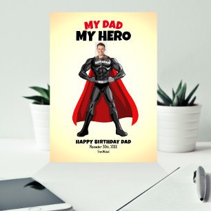 Carte Mon papa Mon héros Fantaisie Anniversaire