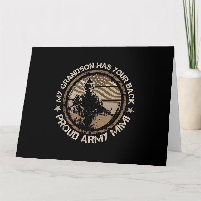 Carte Mon Petit-Fils A Ton Dos Fier Armée Mimi Militaire (Devant)