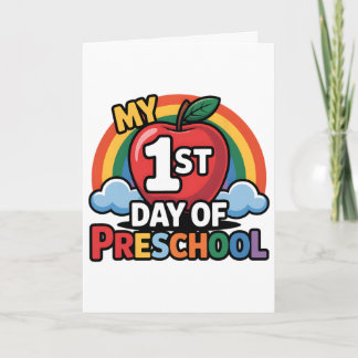 Carte Mon premier jour de maternelle arc-en-ciel pomme r