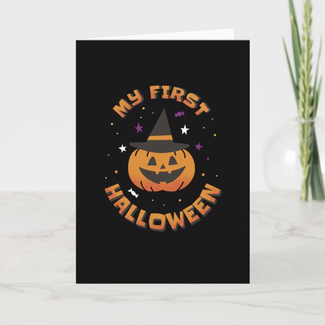 Carte Mon premier mignon Citrouille d'Halloween (Devant)