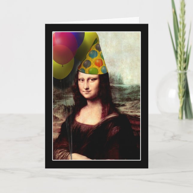 Carte Mona Lisa Joyeuse Casquette de fête d'anniversaire (Devant)