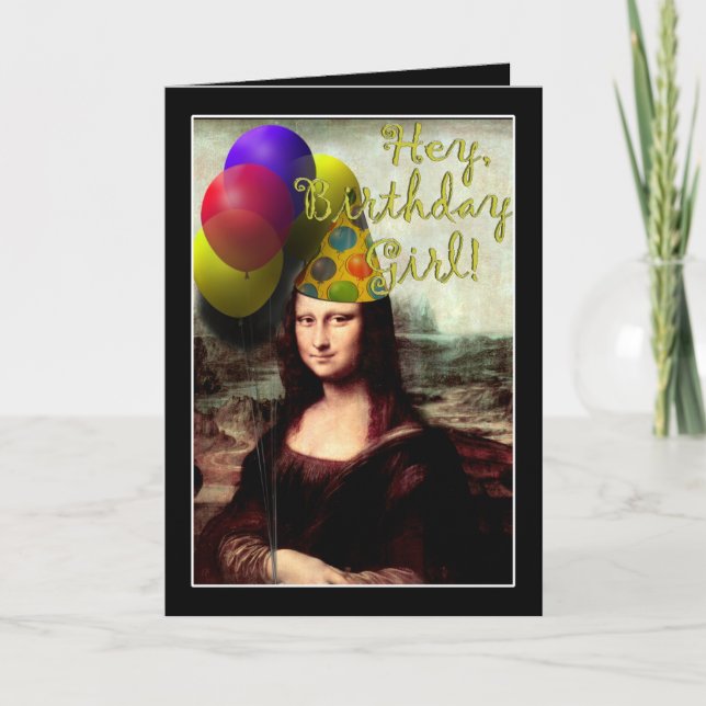 Carte Mona Lisa Joyeuse Casquette de fête d'anniversaire (Devant)