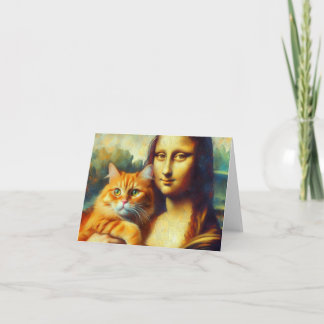 Carte Mona Lisa peinture La Gioconda avec Chat
