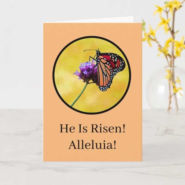 CARTE MONARCH BUTTERFLY/HAPPY EASTER/HAPPY EASTER/HAPPY  (Fleur jaune)
