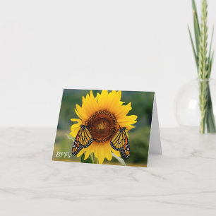 Carte Monarque Butterfies sur le tournesol