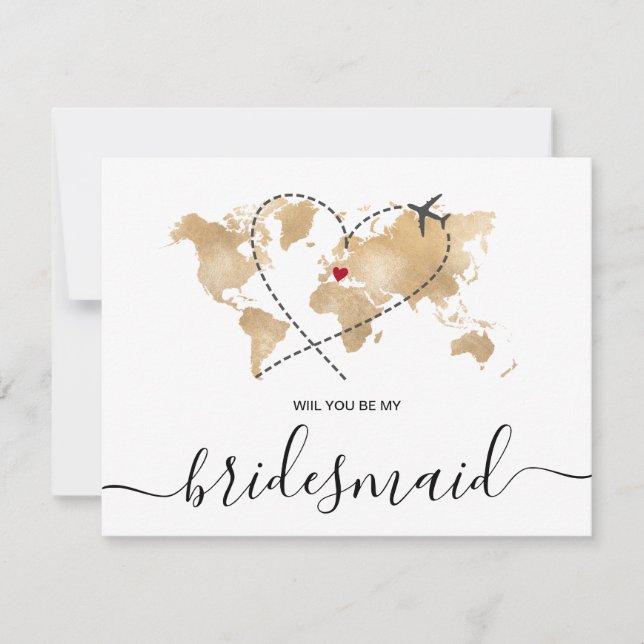 Carte Mondiale Gold Serez-Vous Ma Femme D'Accueil (Devant)