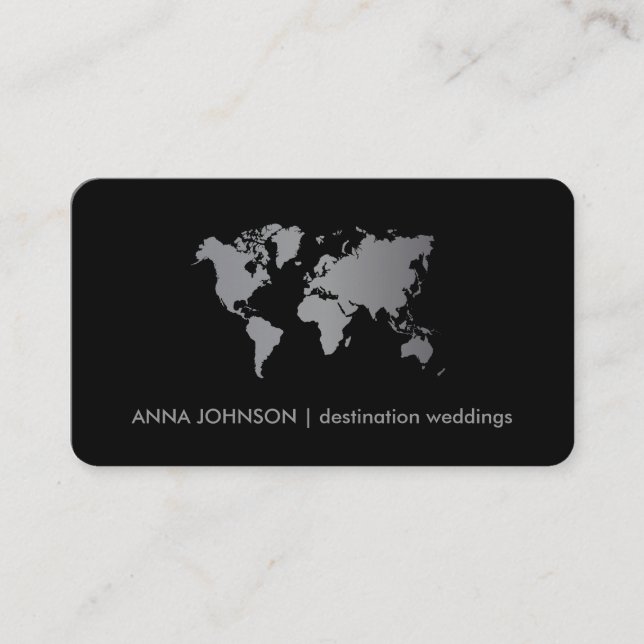 Carte mondiale Gradient gris chic Agent de voyage  (Devant)