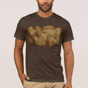 CARTE MONDIALE texturée sur T-shirt parchemin