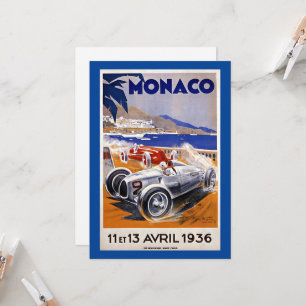 Carte Monégasque affiche de voyage, 1936 course automobi