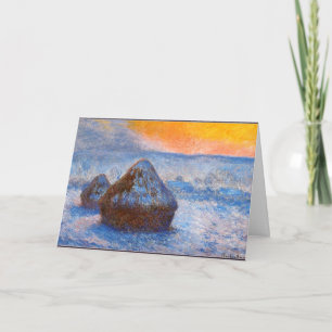 Carte Monet - Casiers à grains au coucher du soleil, eff