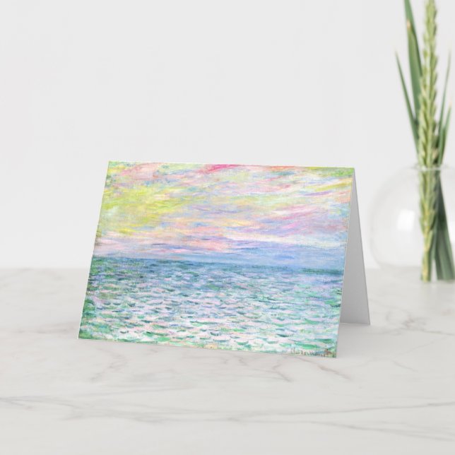 Carte Monet - Coucher de soleil à Pourville, art raffiné (Devant)