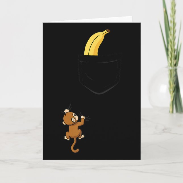 Carte Monkey Climbs For Banana Funny Animal Cket Design  (Devant)