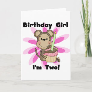 Carte Monkey Girl 2e Anniversaire Tshirts et cadeaux
