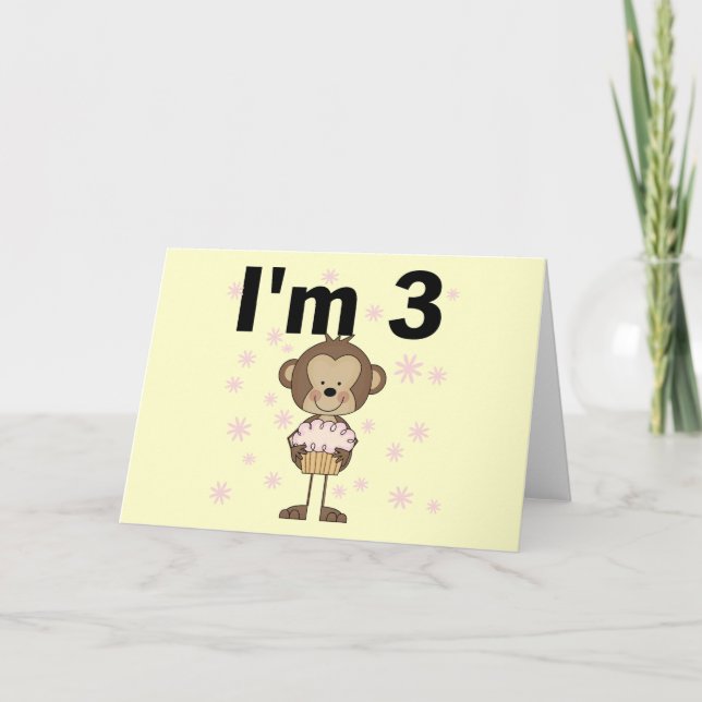Carte Monkey I'm 3 Anniversaire Tshirts et cadeaux (Devant)