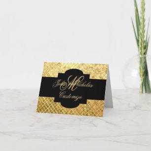 Carte Monogram Black & Gold Mosaic Titres Note