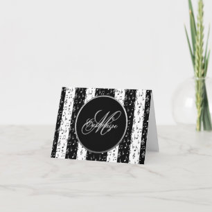 Carte Monogram Black & White Musical Stripes