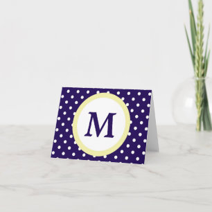 Carte Monogram Blue Yellow Polka Dot