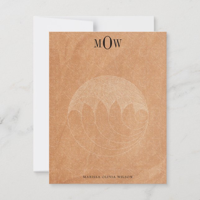 Carte Monogram Boho Terracotta 3 lettres moderne (Devant)