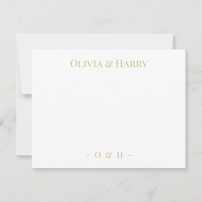 Carte Monogram Elegant Chic Gold White Mariage (Devant)