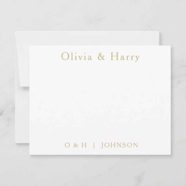 Carte Monogram Elegant Gold White Wedding Note (Devant)