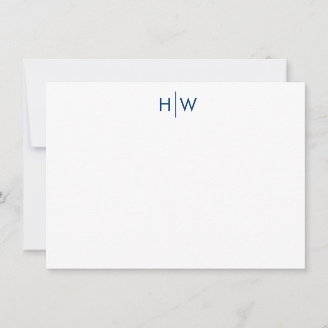 Carte Monogram Marine Blue Flat Note (Devant)