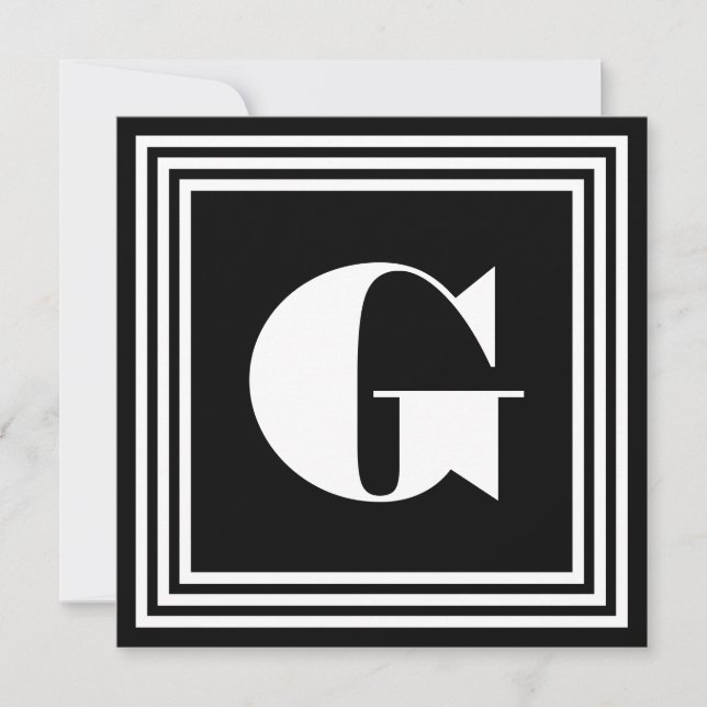 Carte Monogramme 3 trames en gras | Noir et blanc (Devant)