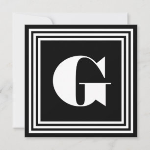 Carte Monogramme 3 trames en gras Noir et blanc