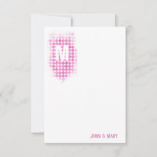 Carte Monogramme à points de Parties scintillant roses