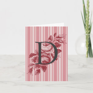 Carte Monogramme avec roses de mai et note rayée
