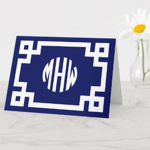 Carte Monogramme blanc bleu marine do-it-yourself clé gr