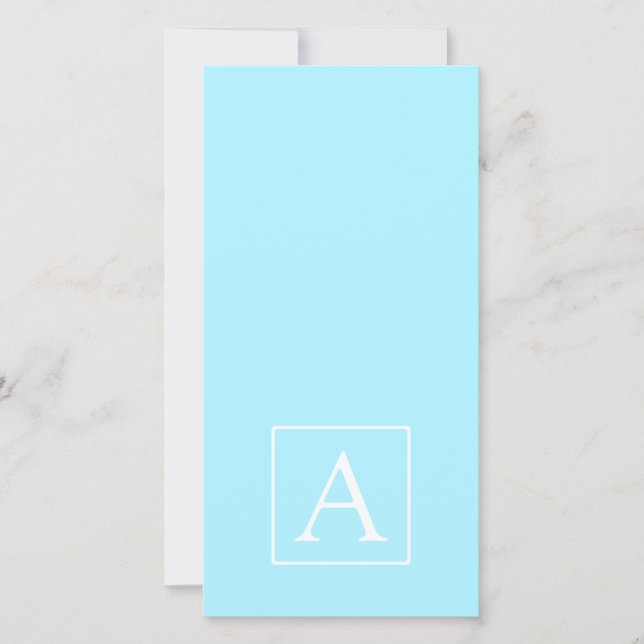 Carte Monogramme bleu ciel simple (Devant)