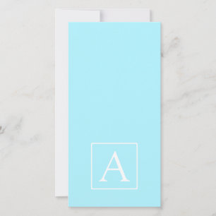 Carte Monogramme bleu ciel simple