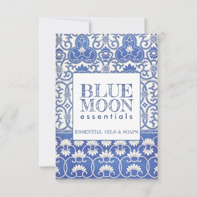 Carte Monogramme Blue Motif Essential Oils Soaps Cadeau (Devant)