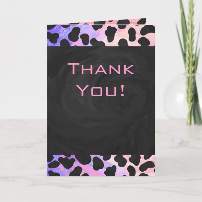 Carte Monogramme Dalmatien noir et rose (Devant)
