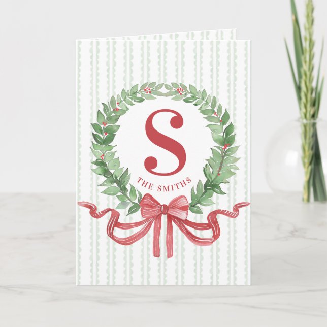 Carte Monogramme de la couronne de Noël (Devant)