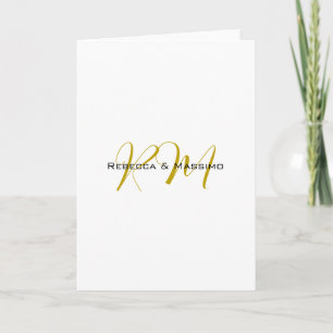 Carte Monogramme de nom moderne de couleur or unique exc