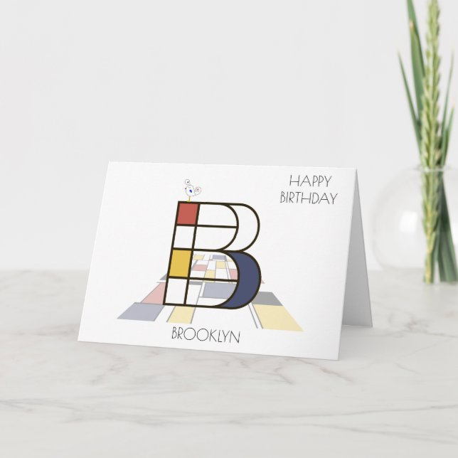 Carte Monogramme de style néoplasticisme. Lettre B (Devant)