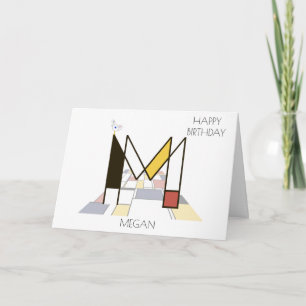 Carte Monogramme de style néoplasticisme. Lettre M